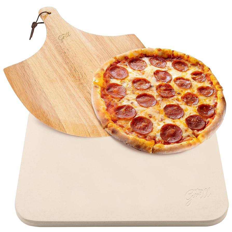 HANS GRILL PIZZA STONE | Rectangular Pizza Stone For Oven Baking & BBQ Grilling With Free Wooden ... | Amazon (US)