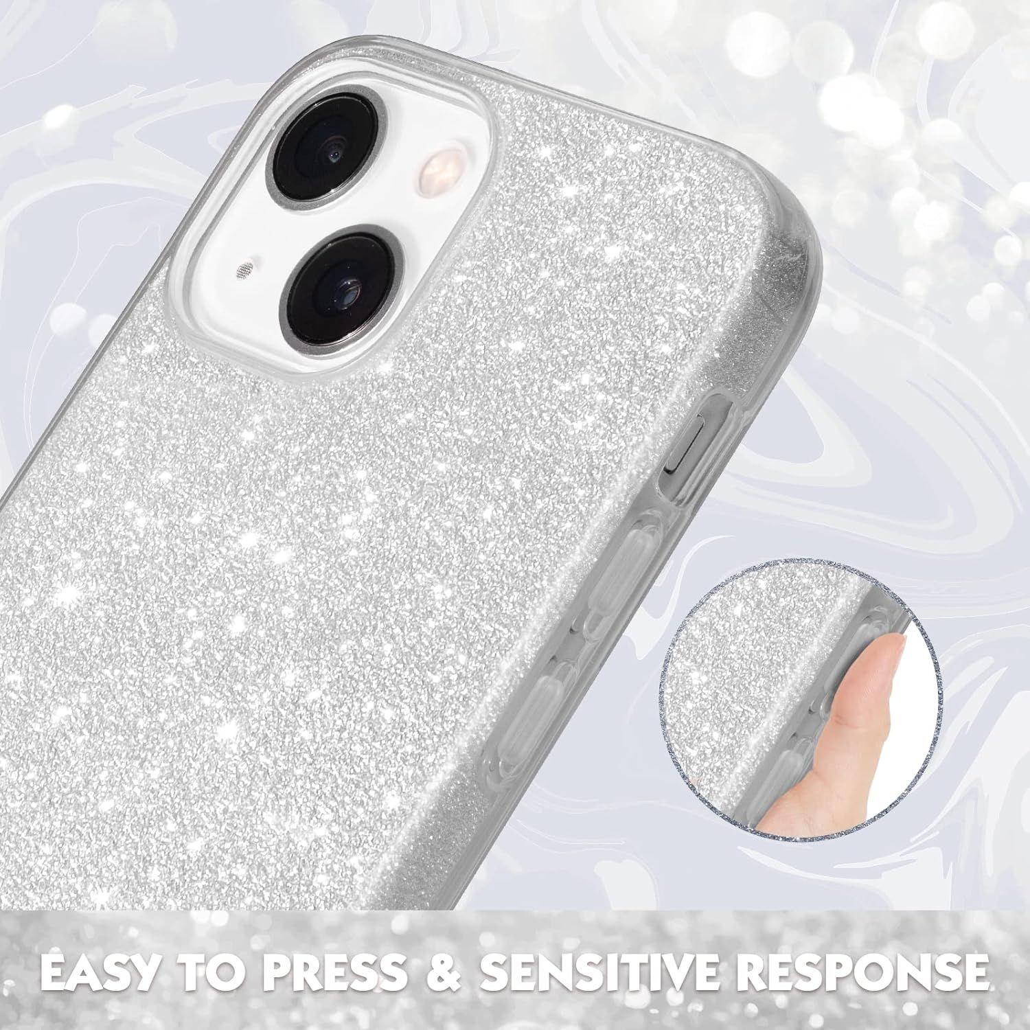 MILPROX Compatible with iPhone 13 Case (2021), Glitter Sparkly Shiny Bling Rubber Gel Shell Cases... | Amazon (US)