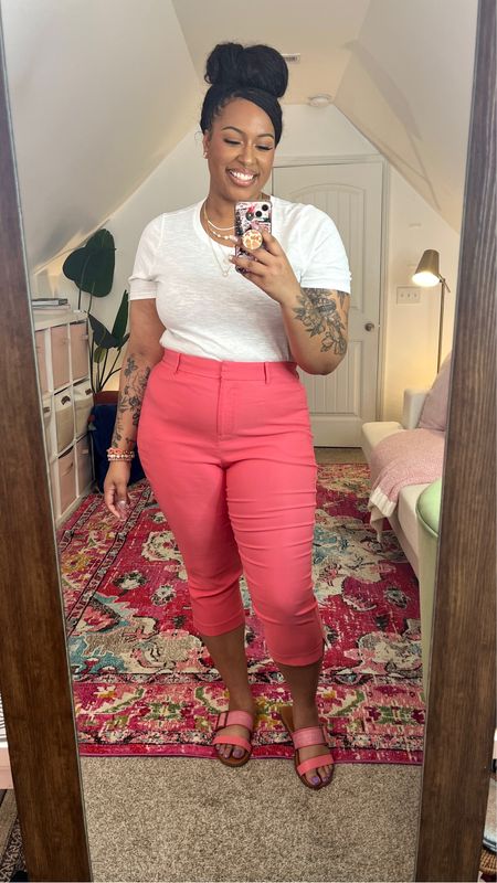 AD | Spring Look for the Office featuring pieces from Lane Bryant Pt. 4 | I switched to the coral capri pants and added the matching sandals. Another casual office look.

For a limited time use code BRITTNEYFS for free shipping on any order! 

#lanebryant #lanebryantpartner 

#LTKplussize #LTKworkwear #LTKstyletip