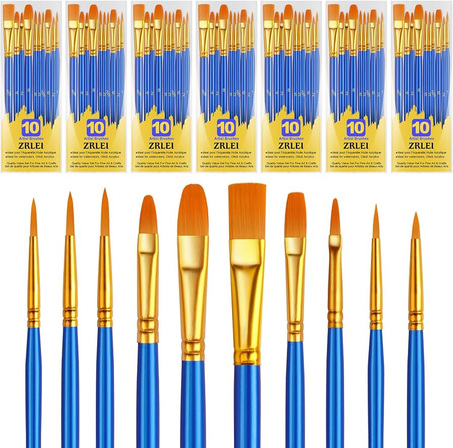 Paint Brushes Set, 70Pcs Round Pointed Tip Artist Paintbrushes for Acrylic Painting Oil Watercolo... | Amazon (US)