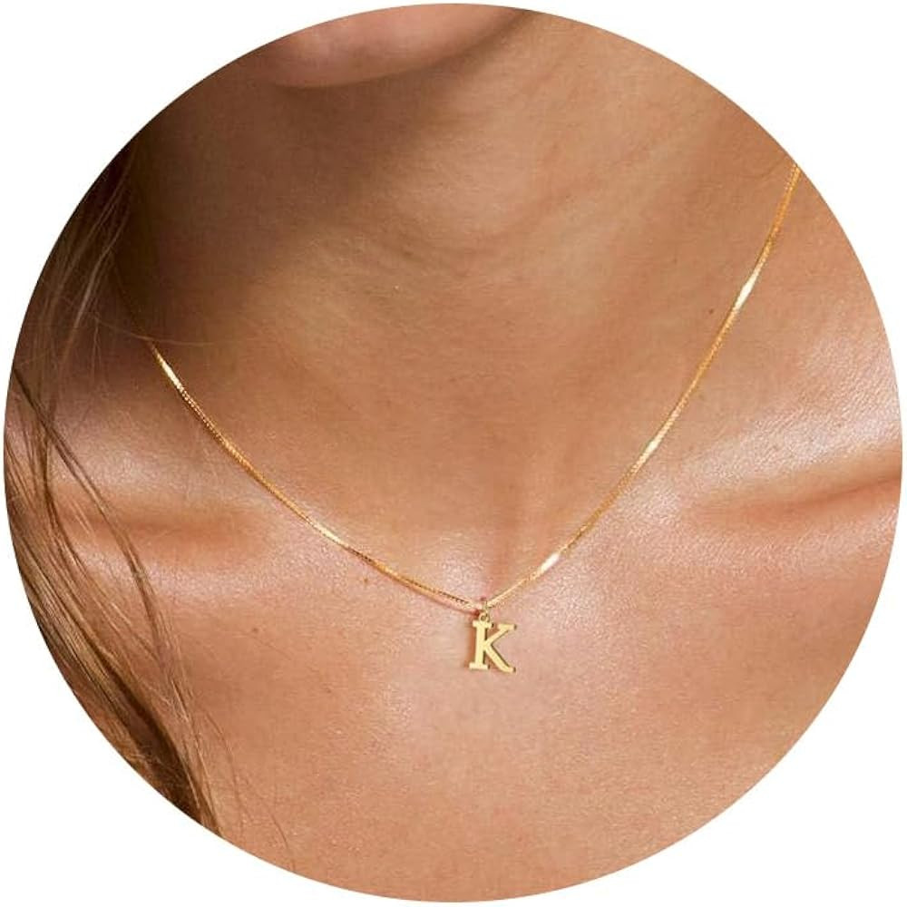 Foxgirl Gold Initial Necklaces for Women, Dainty Gold Letter Necklace Tiny A-Z Pendant Choker Nec... | Amazon (US)