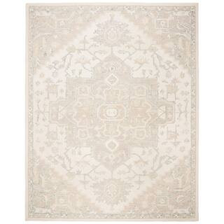 SAFAVIEH Micro-Loop Ivory/Beige 9 ft. x 12 ft. Border Area Rug MLP503B-9 - The Home Depot | The Home Depot