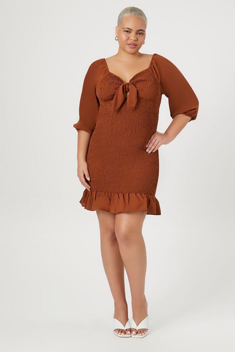 Plus Size Smocked Ruffle Mini Dress | Forever 21