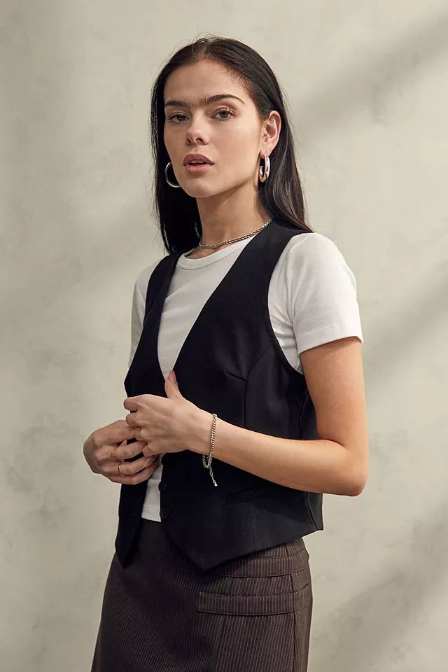Urban Outfitters Archive Black Button-Up Waistcoat | Urban Outfitters (EU)