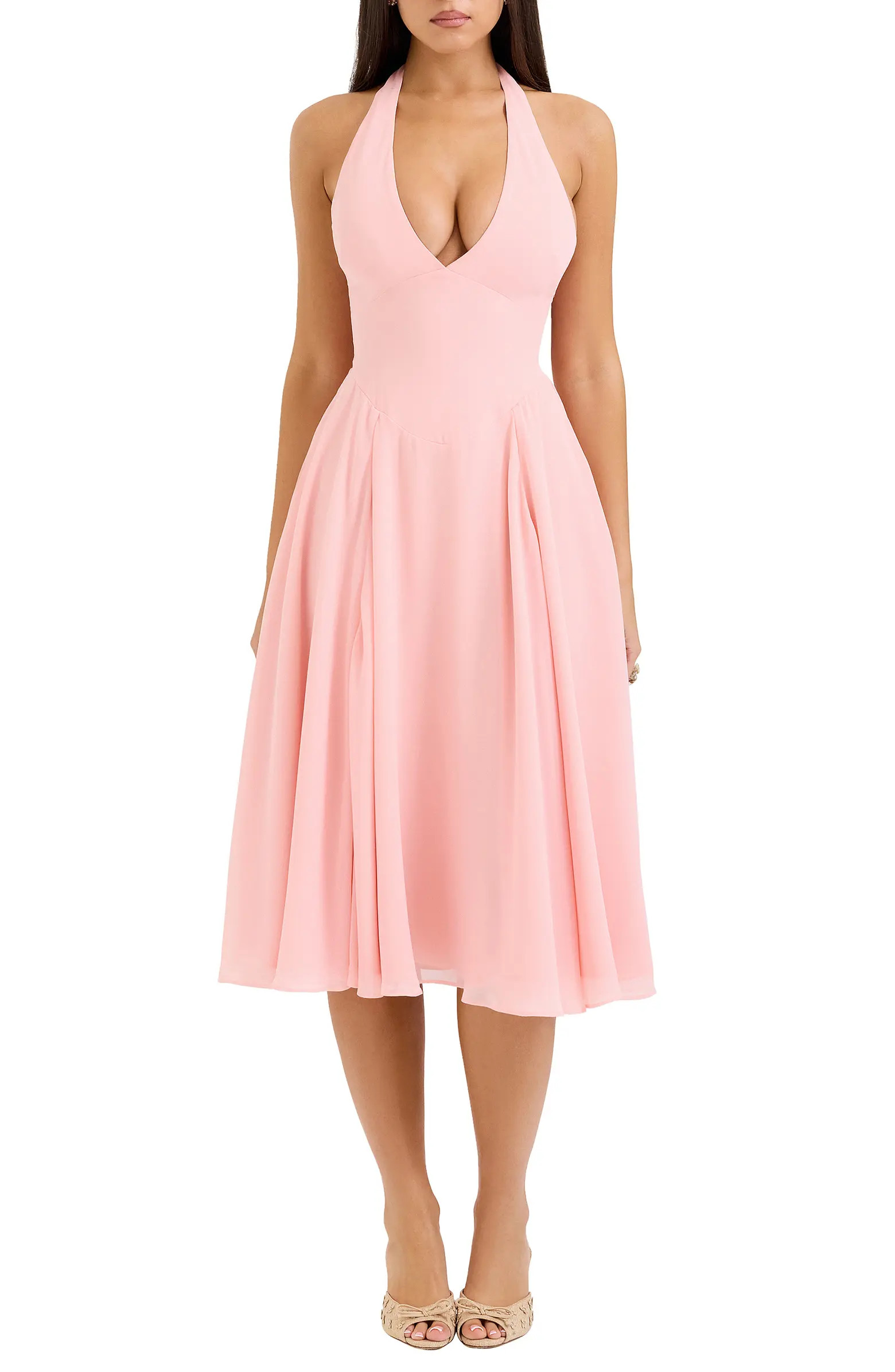 HOUSE OF CB Solada Floral Halter Midi Sundress | Nordstrom | Nordstrom