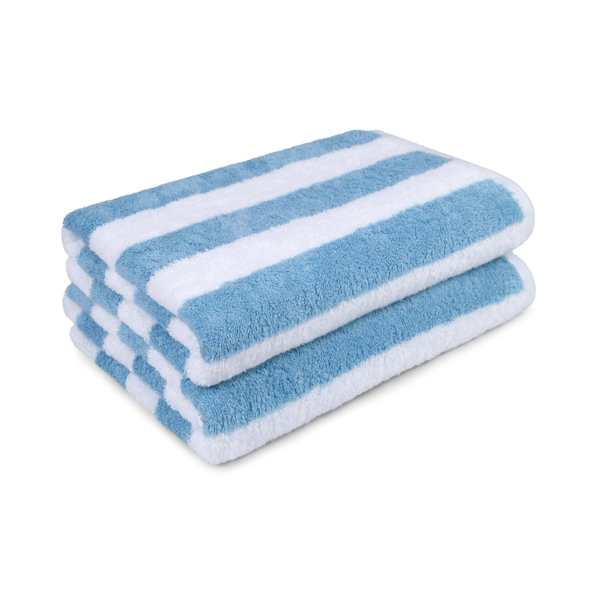 Amazon Basics Sky Blue Cabana Stripe Pool & Beach Towel, 100% Cotton, Soft & Absorbent, Machine W... | Amazon (US)