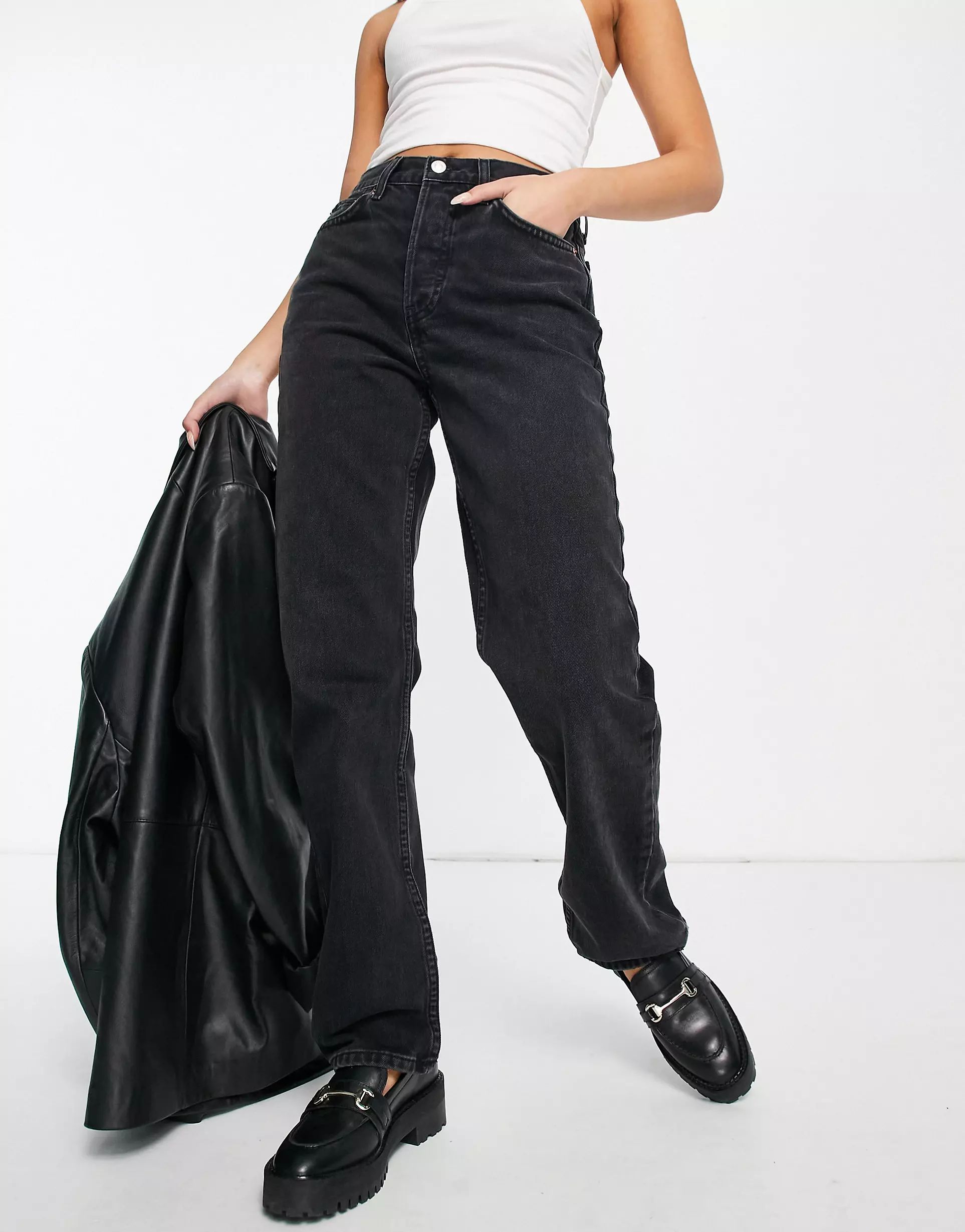 Topshop Dad jeans in washed black | ASOS (Global)