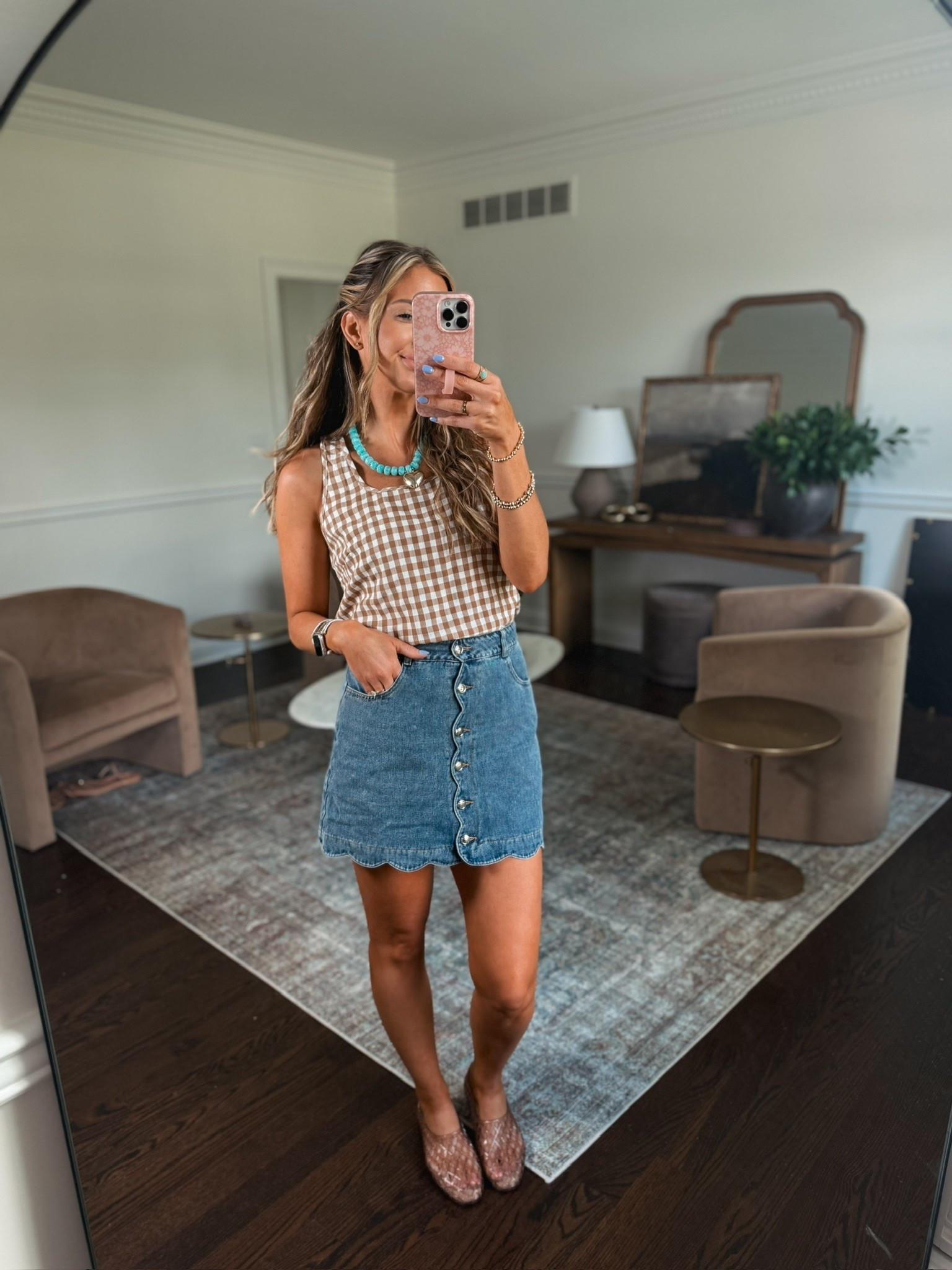 The cutest Amazon jean skirt! Perfect for those upcoming summer parties! 🌼☀️🌸🌺
