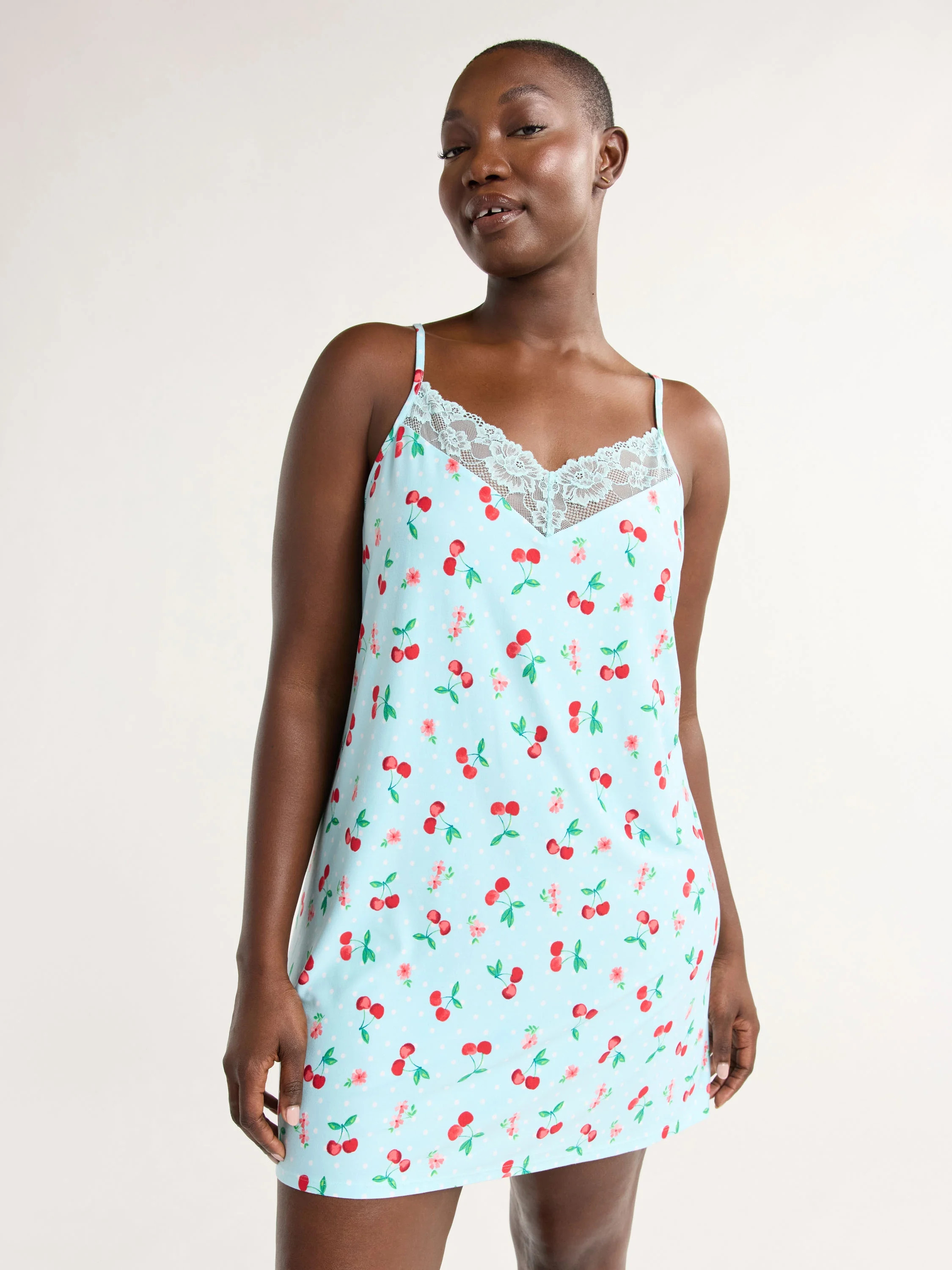 Joyspun Women’s Lace Trim Knit Chemise, Sizes S to 3X | Walmart (US)