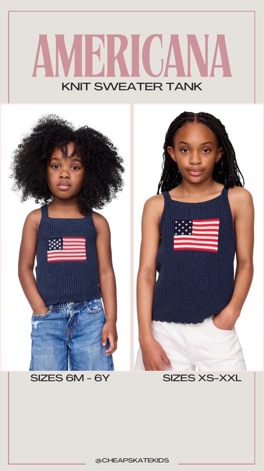 The cutest American flag tank for girls! Obsessed with this sweater knit tank top! 🇺🇸

#LTKKids #LTKBaby #LTKFamily