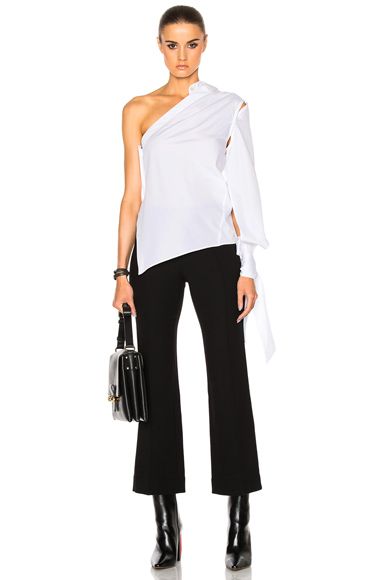 Ann Demeulemeester One Shoulder Shirt in White. - size 36 (also in ) | FORWARD by elyse walker