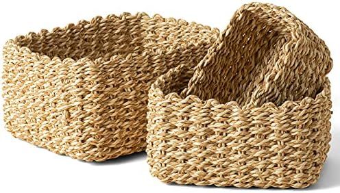 LA JOLIE MUSE Paper Rope Storage Baskets for Organizing, Recycled Wicker Storage Basket  | Amazon (US)