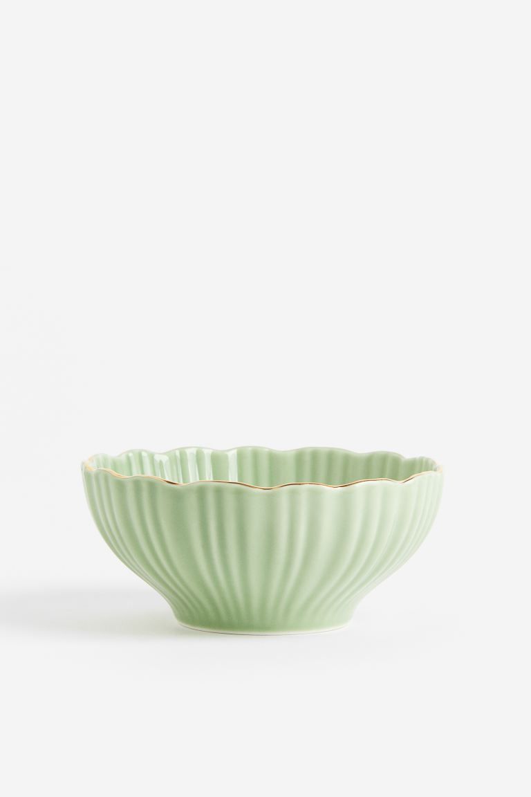 Porcelain Serving Bowl - White/gold-colored - Home All | H&M US | H&M (US + CA)