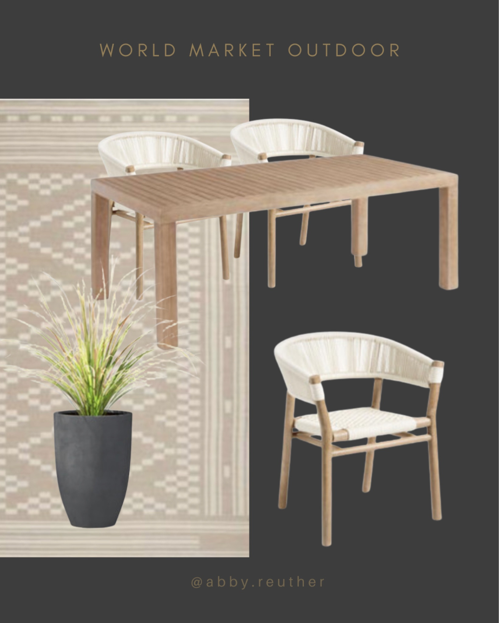 Love this outdoor set. 

Outdoor furniture, outdoor decor, patio furniture, patio decor, patio design, outdoor table, outdoor chairs, outdoor rug, outdoor dining set, home decor 

#LTKhome