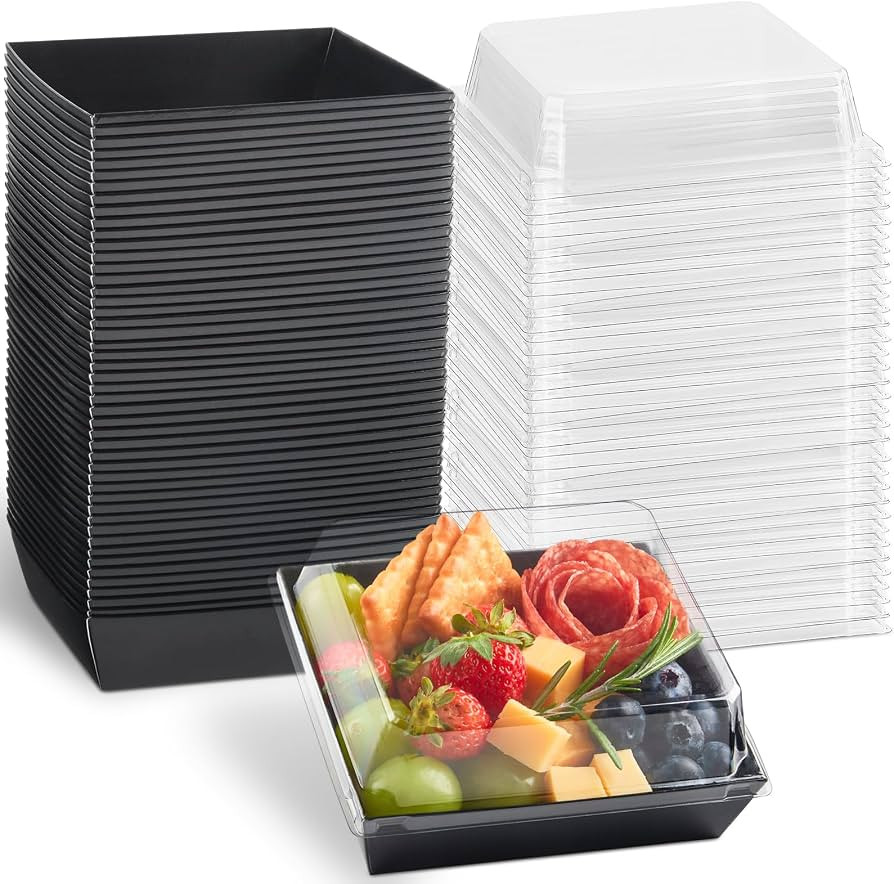 Amazon.com: ZORRITA 50 Pack 5 Inch Paper Charcuterie Boxes with Clear Lids, Square To Go Cake Sli... | Amazon (US)