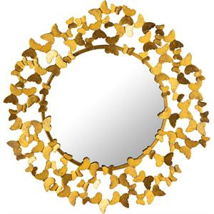 Meridian Furniture Butterfly Gold Foil Round Mirror | Cymax