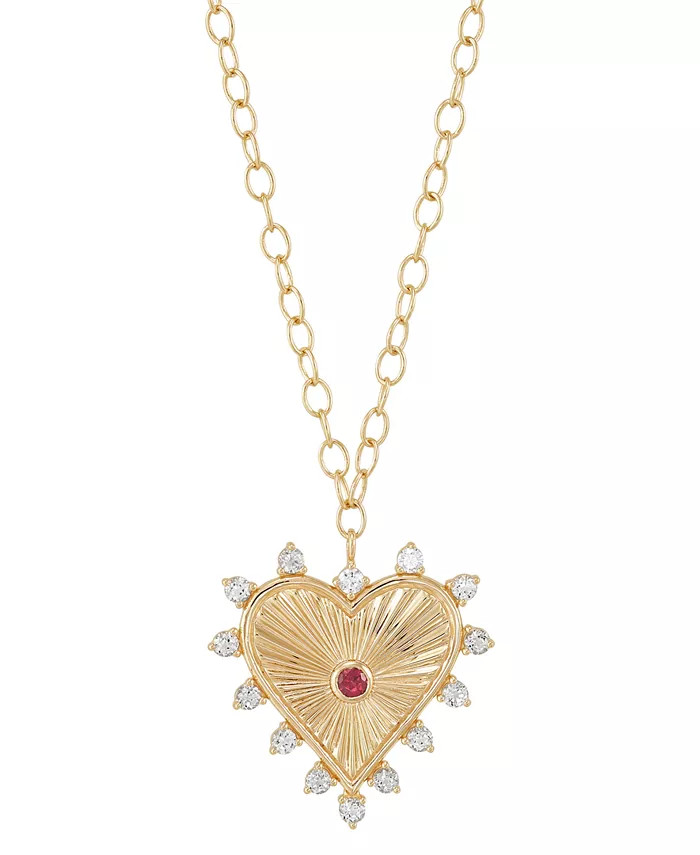 Rhodolite Garnet (1/8 ct.tw.) and White Topaz (1 ct.tw.) 18" Heart Pendant Necklace in 14k Gold-P... | Macy's