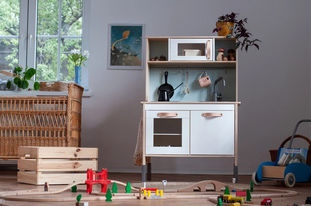 ikea play kitchen hack, ikea play kitchen leather handles, ikea play kitchen handles, duktig play... | Etsy (US)