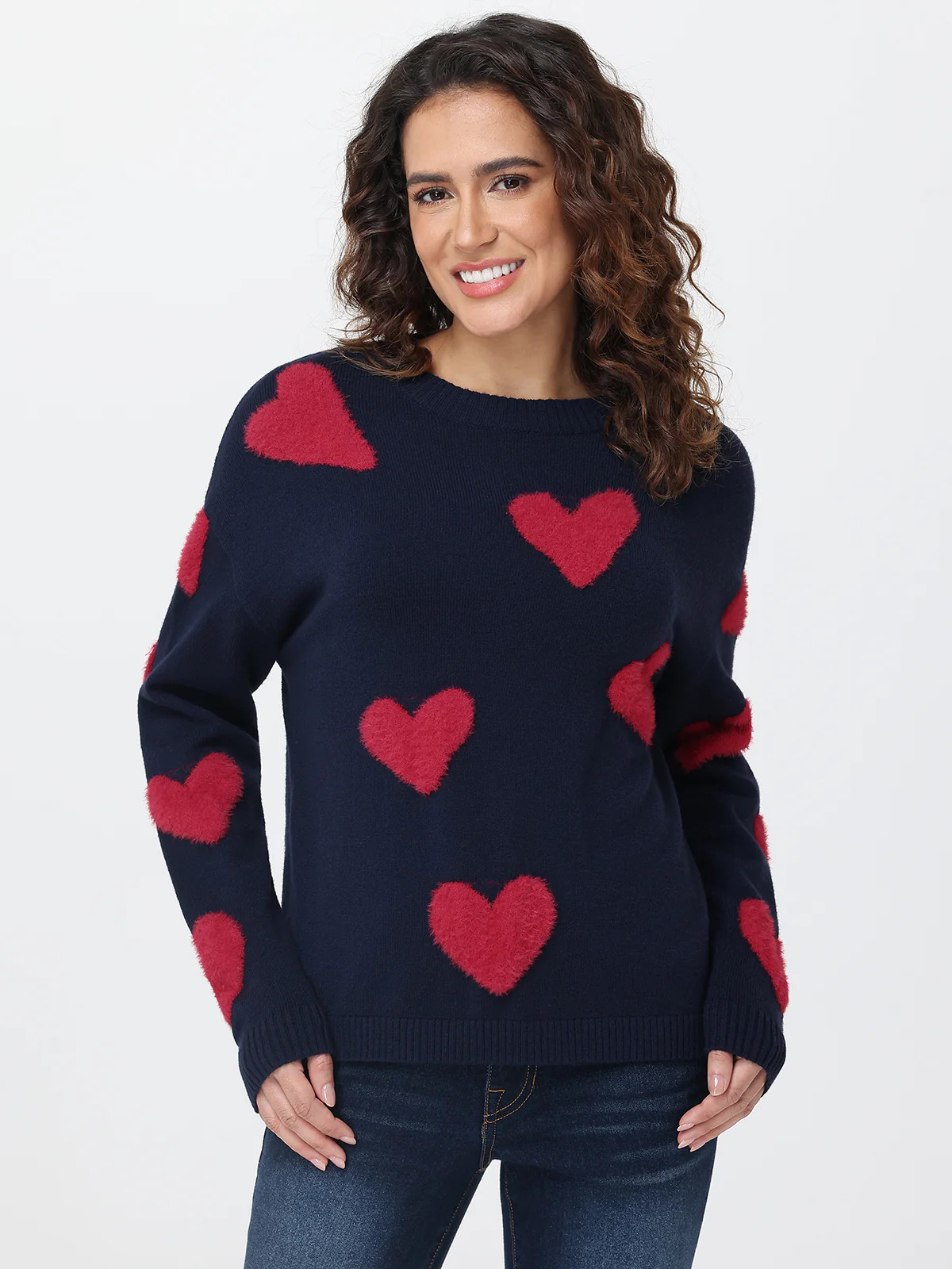 89th & Madison Heart Pattern Crewneck Sweater | 89th + Madison