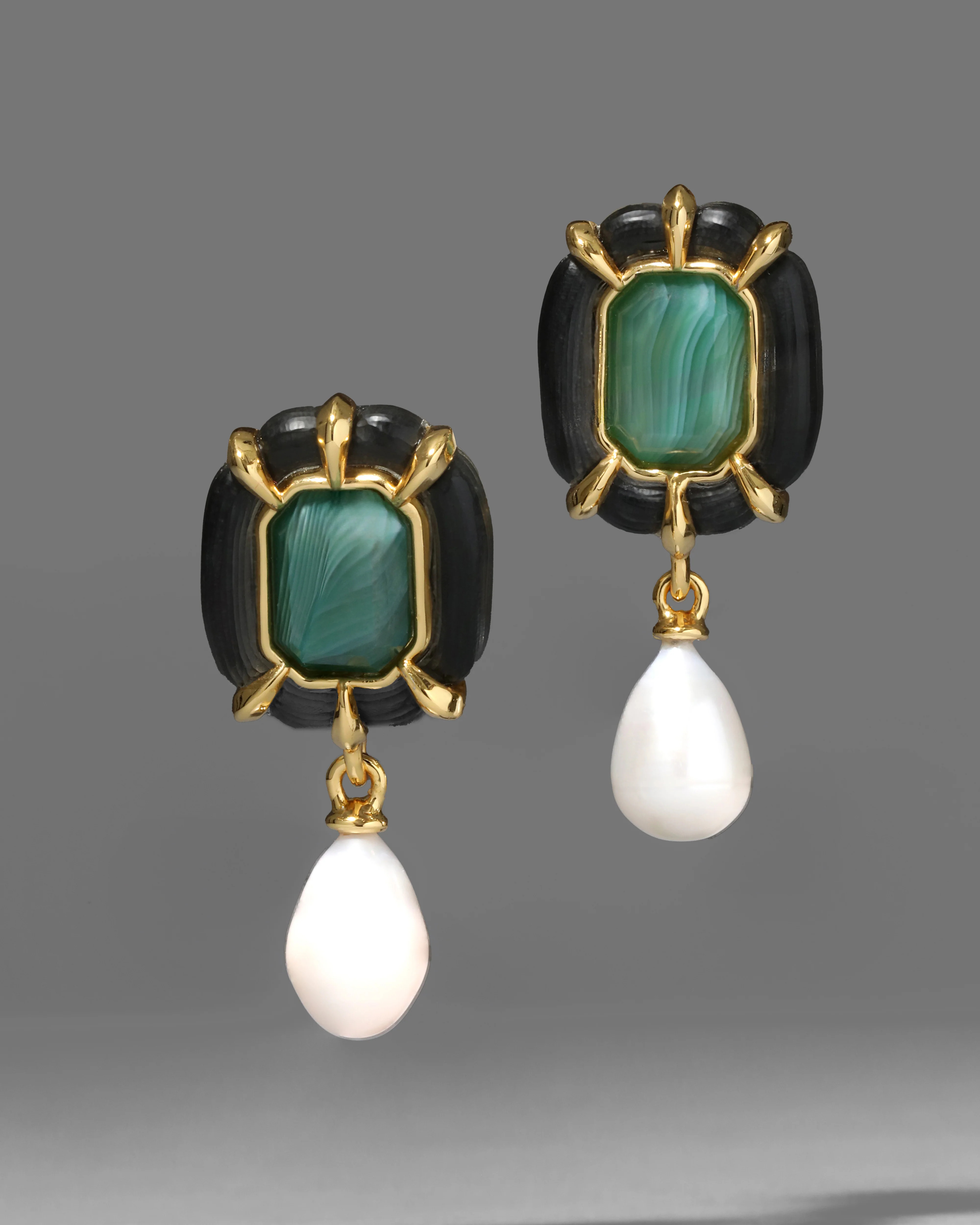 Lucite Jeweled Freshwater Pearl Drop Earrings - Black | Unique Earrings | Alexis Bittar
