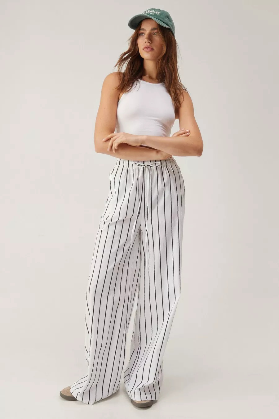Monochrome Stripe Drawstring Wide Leg Pants | Nasty Gal US