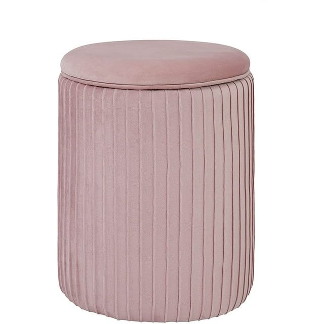 PINPLUS 15.3" Round Ottoman Storage with Lid,Foot Stool,Toy Chest Box Pink | Walmart (US)