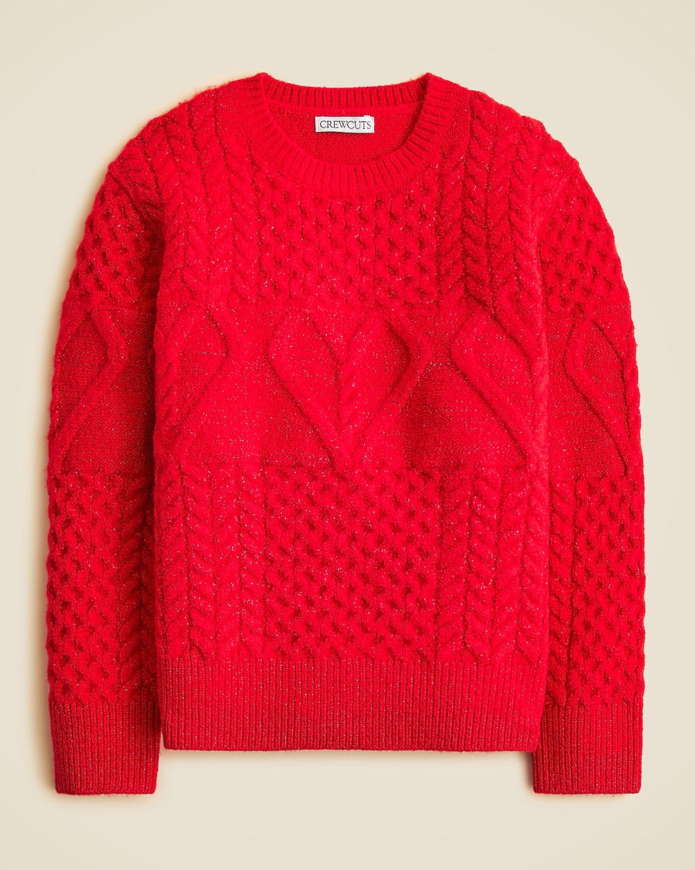 Girls' heart cable-knit sweater with Lurex® metallic threads | J. Crew US