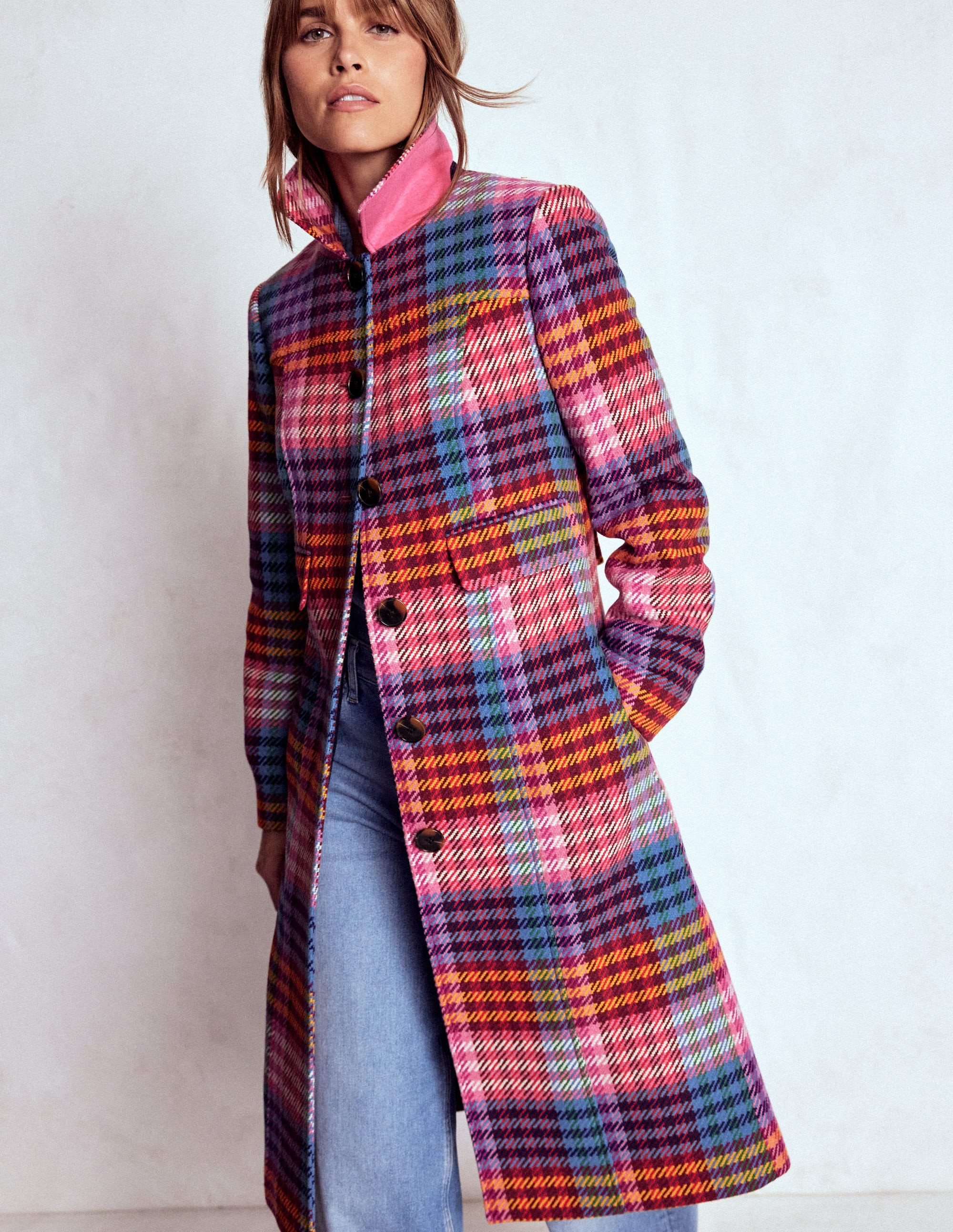 St Albans Coat Rainbow Blanket Multi Gingham Boden | Boden (US)