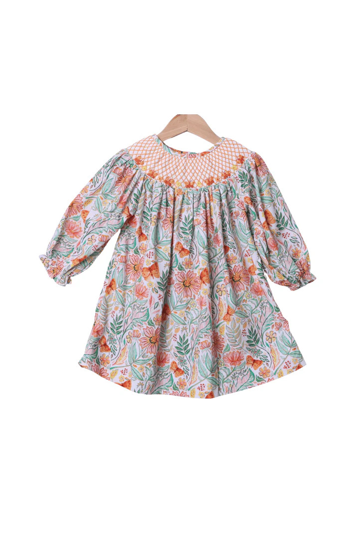 Smocked Heirloom Fall Floral Butterfly Dress | The Smocked Flamingo