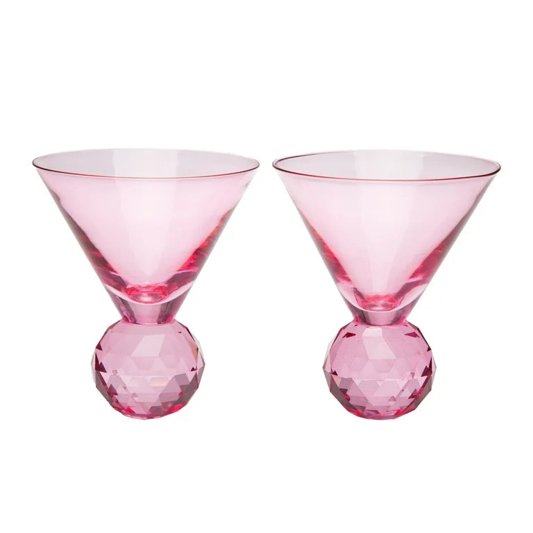Paris Hilton Juego de Cristal Martini con Bola de Diamante de 2 Piezas, 10,5 oz / 310 ml, Rosa | Walmart (US)