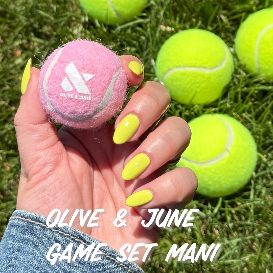 (Gifted) Game Set Mani 🎾 

This nearly neon yellow from @oliveandjune’s new Summer Collection is such a fun pop of color! 💛 I was on the fence (on the net? 🥁) about it at first, but it grew on me quite a bit! I could see this polish (which has hints of green in it) as a fun color to wear while sipping a frozen drink by the 🌊 

Are you a fan of this polish? 🥰

Use CARINA20 for 20% off first Olive and June Systems. Link in bio ♥️ I am so grateful whenever you shop through my link! 🙏🫶

#oliveandjune #WeekendManis #athomemani #diynailsathome #nailpolish #nailtok #nailsnailsnails #cuticlecaretips #cuticlecare #longnails #nailgrowthjourney #nailgrowth #naturalnails #nailcaretips #nailcare #hydration101 #diynailsathome #oliveandjunegamesetmani #oliveandjunetennisskirt #oliveandjunerallyready #oliveandjuneacedit #oliveandjuneloveall #oliveandjuneitsservingmeloncocktails  #yellowmanicure #yellownails💛

#LTKBeauty #LTKselfcare #LTKFindsUnder50