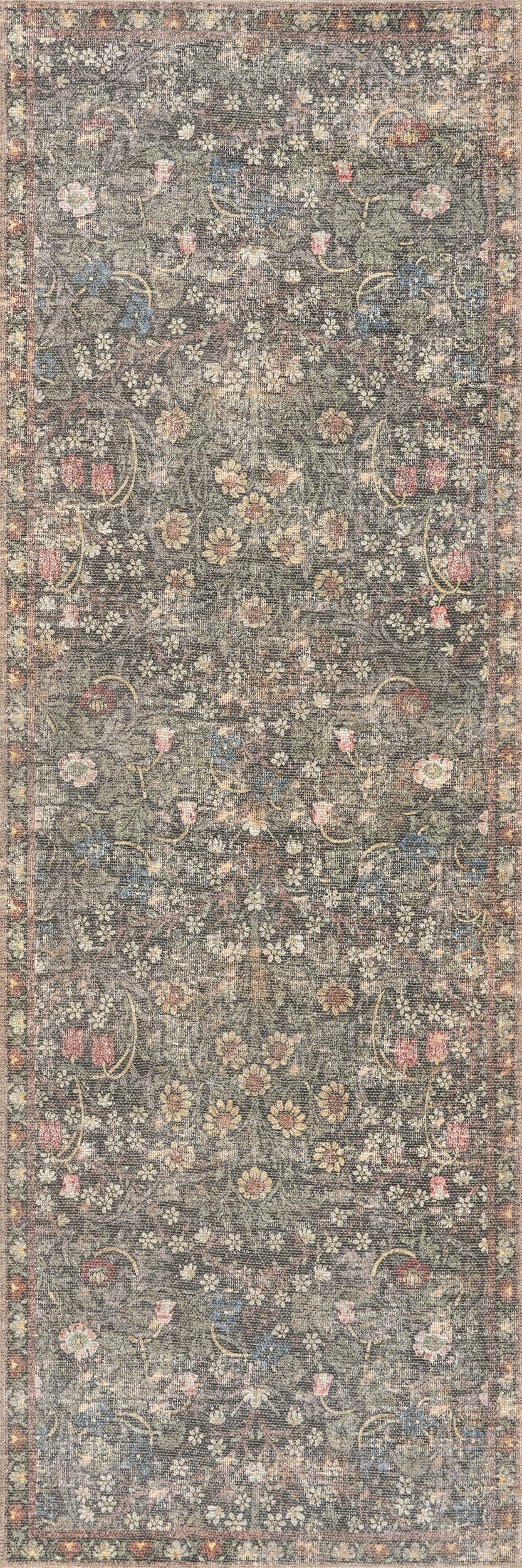 Green Indray Traditional Floral and Paisley 2' 8"" x 8' | Floral/Paisley rug | Rugs USA