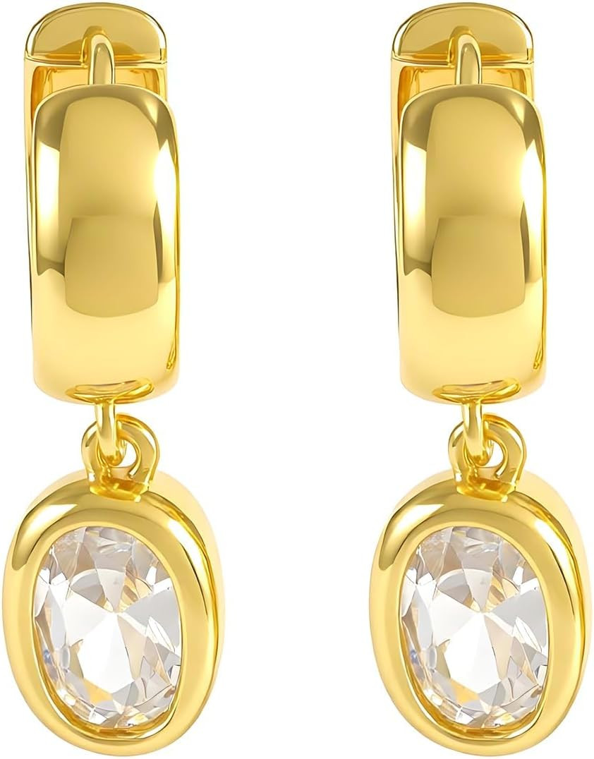 14K Gold Plated Huggie Chunky Dangle Earrings For Women, Hypoallergenic Cubic Zirconia Statement Jewelry Gifts for Daily Party Holiday | Amazon (US)