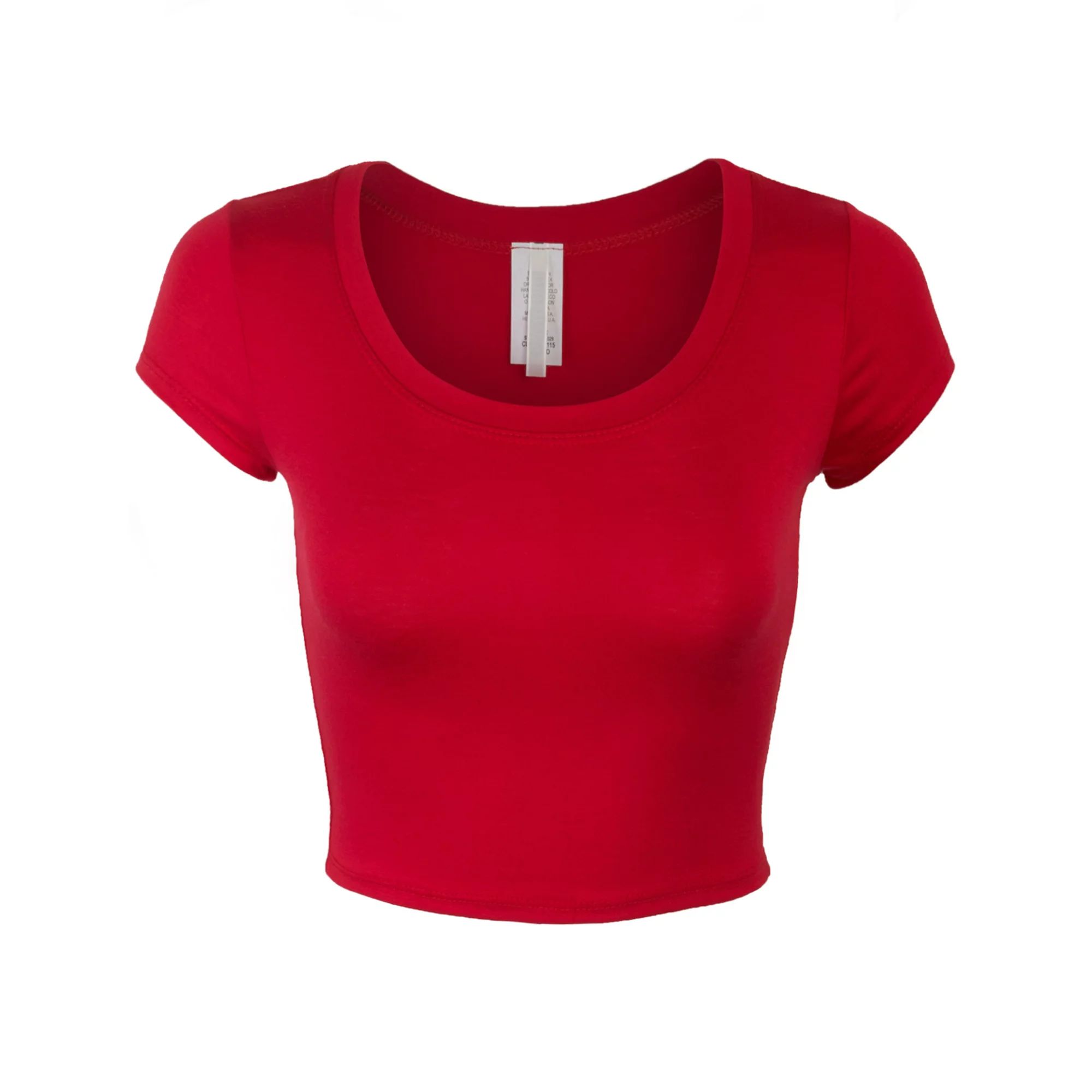 KOGMO Womens Short Sleeve Crop Top Solid Round Neck T Shirt | Walmart (US)