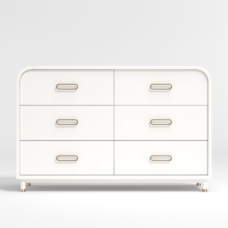 Arlo Wide White and Gold Kids Dresser + Reviews | Crate & Kids | Crate & Barrel