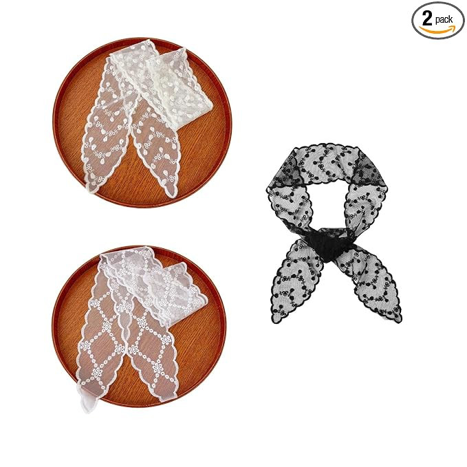 3pcs Lace Headband Head Hair Scarf, Handbag Handle Wrap Ribbon Scarf Neckerchief | Amazon (US)