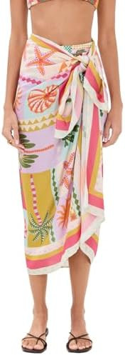 Womens Swimwear Cover Up Skirt 67x45 Summer Beach Long Sarong Swimsuit Floral Pareo Bikini Wrap S... | Amazon (US)