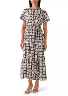 Women's Smock Waist Print Midi Dress | Belk