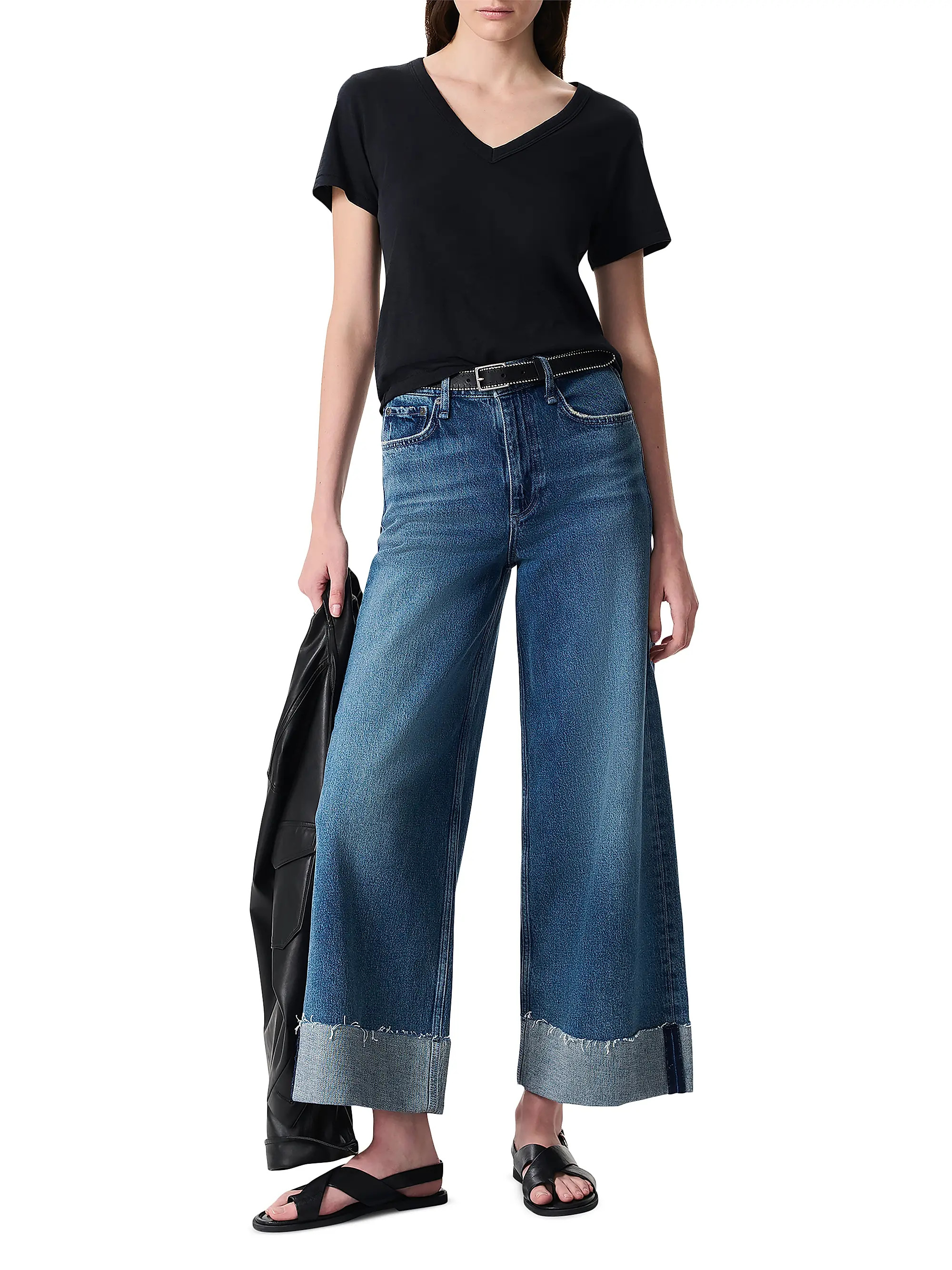 Sofie High-Rise Cuffed Wide-Leg Jeans | Saks Fifth Avenue