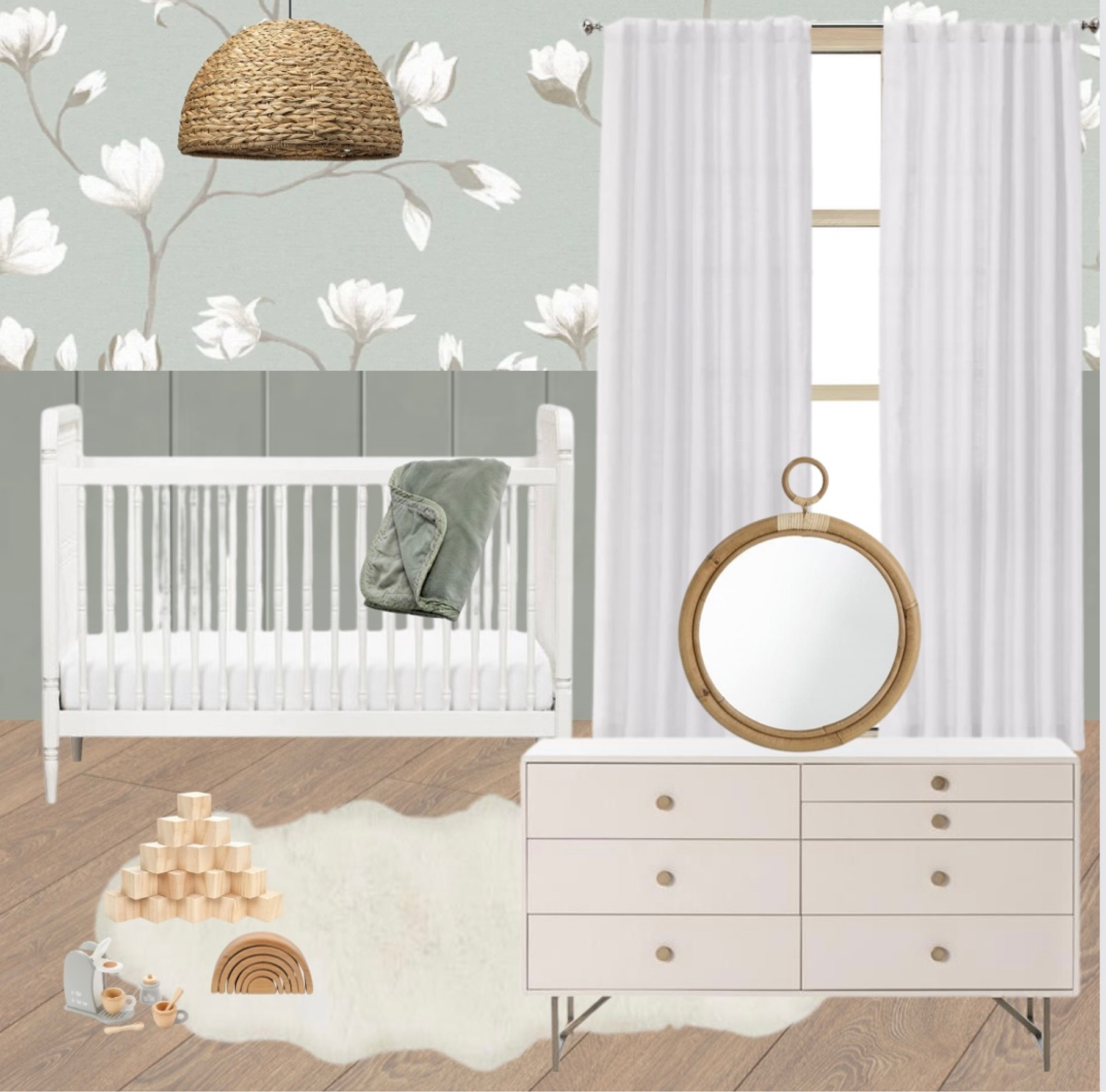 Green nursery decor mood board. Cute girls nursery decor ideas, nursery inspo, nursery design for girls, green nursery ideas, nursery designs, home decor, home inspo 

#LTKbaby #LTKkids #LTKhome