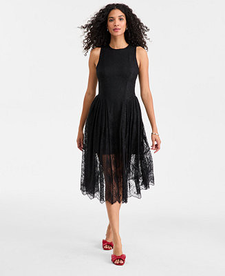 Women's Woven Lace Drop-Waist Midi Dress, Macy's Exclusive | Macy's