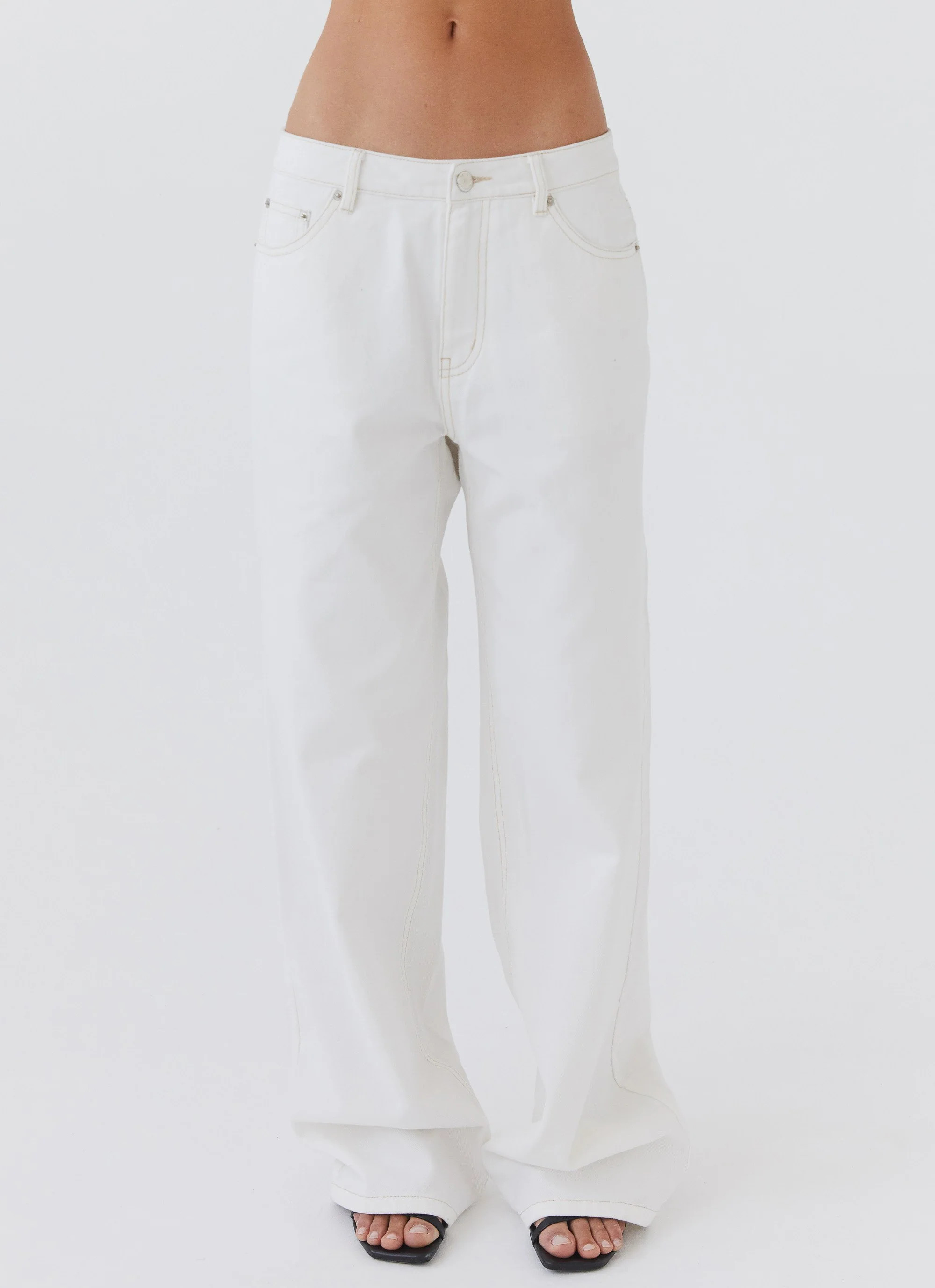Keanna Low Rise Denim Jeans - Ivory | Peppermayo (Global)