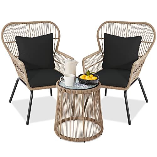 Best Choice Products 3-Piece Patio Conversation Bistro Set, Outdoor All-Weather Wicker Furniture ... | Amazon (US)