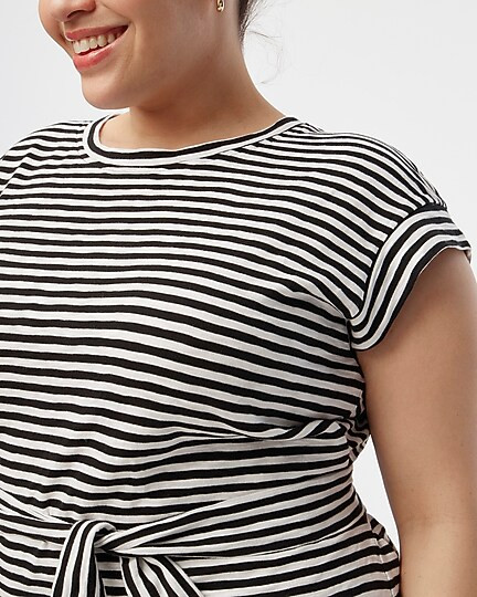 Short-sleeve striped tie-waist T-shirt dress | J.Crew Factory