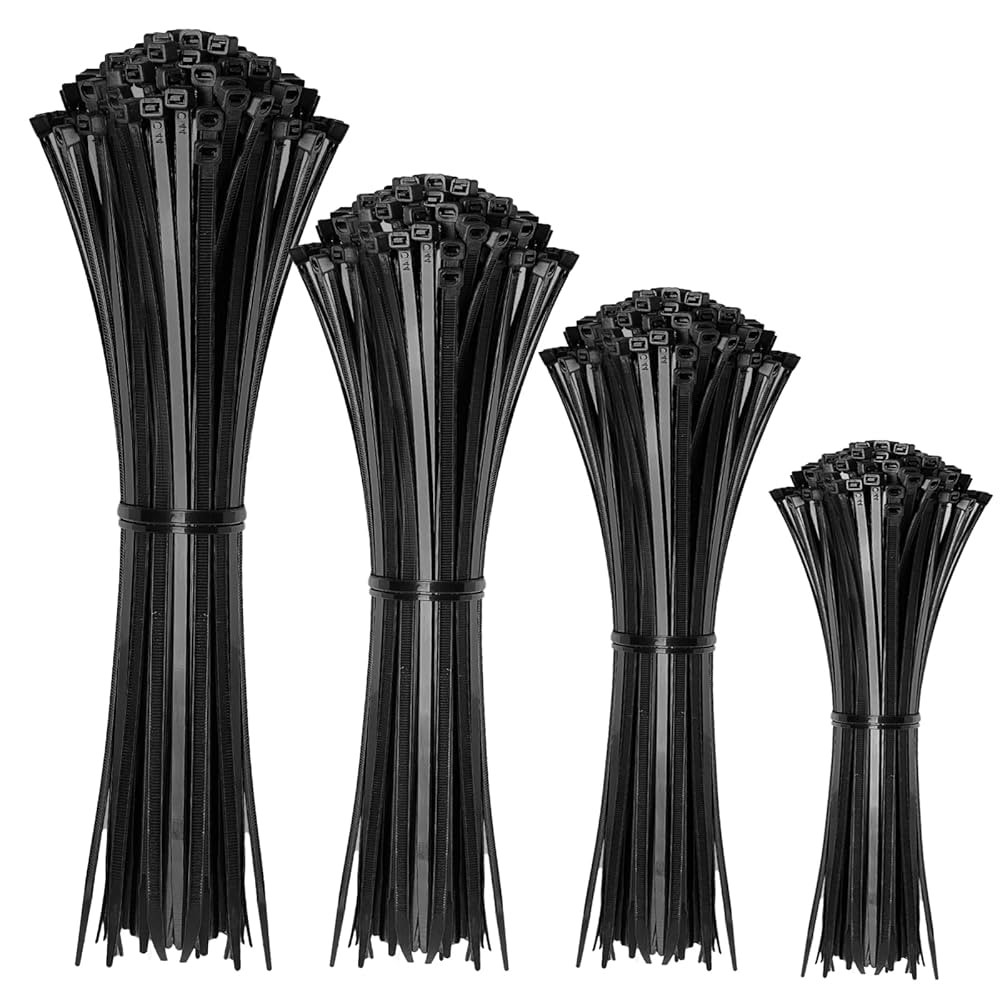 Cable Zip Ties,400 Pack Black Assorted Sizes 12+8+6+4 Inch,Multi-Purpose Self-Locking Nylon Cable... | Amazon (US)
