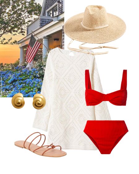 4th of July outfit idea! Ready for July fourth weekend, beach days, barbecues and bonfires. 




Bikini, high waisted swimsuit, crochet coverup, summer sandals, summer hat, Nantucket outfit, cape cod outfit, New England summer, red bikini, summer outfit, summer vacation, beach vacation, beach coverup 

#LTKtravel #LTKswim #LTKSeasonal