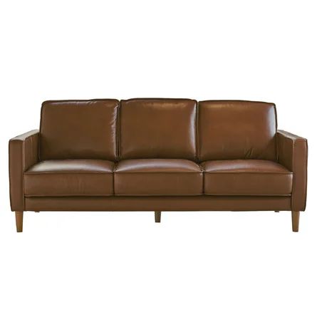 Corrigan Studio® Corrigan Studio® Chateaugay 79" Wide Black Top Grain Leather Sofa | Mid Centur... | Wayfair North America