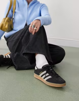 adidas Originals Gazelle Indoor Crochet trainers in black and cream | ASOS (Global)