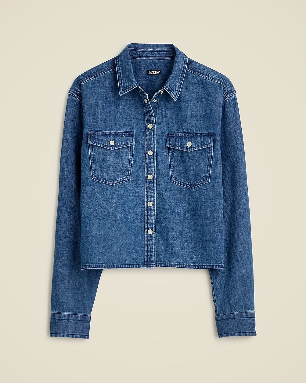 Cropped button-up shirt in chambray | J. Crew US