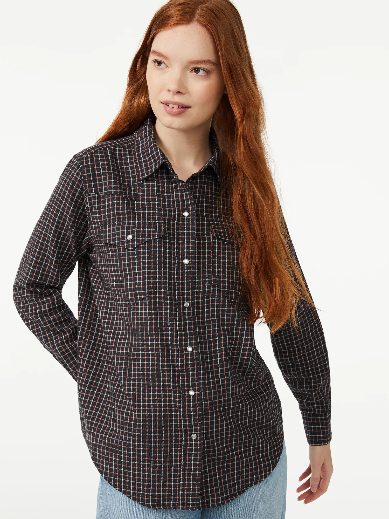 Free Assembly Women's Boyfriend Western Shirt | Walmart (US)